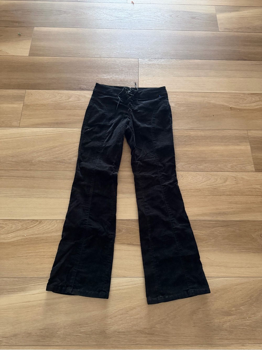 Kenneth Cole Reaction Y2K Black Lace-Up Flared Pants